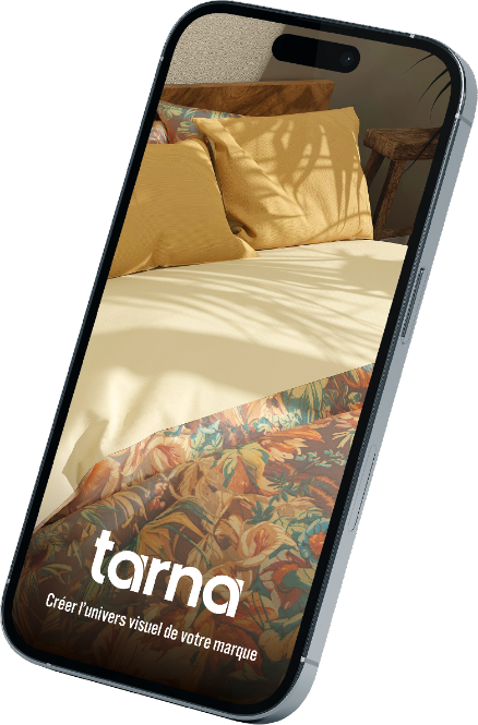 smartphone avec un mockup du site avec un lit double